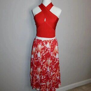 Floral Midi Skirt With Halter Top